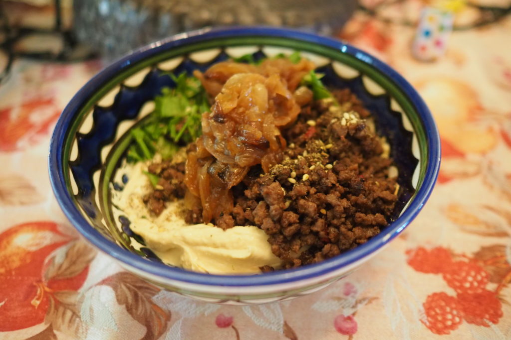 beef hommus bowl