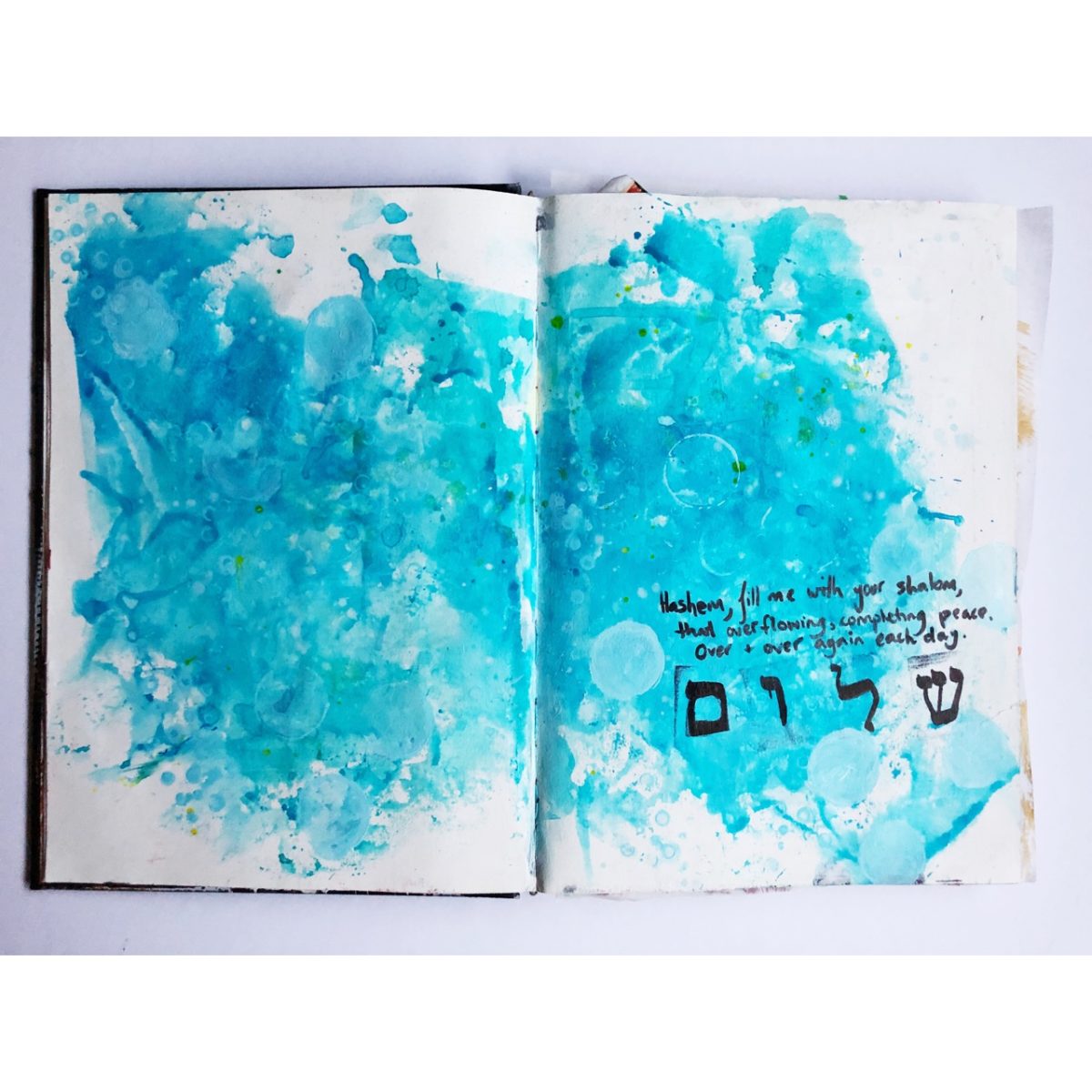 Jewish art journaling of the word shalom